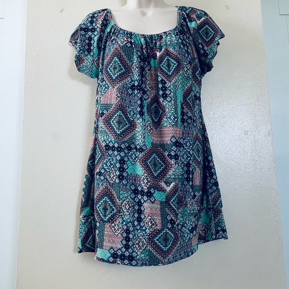 Emily Stacy Lively Geometric Print Blouse 1XL blouse